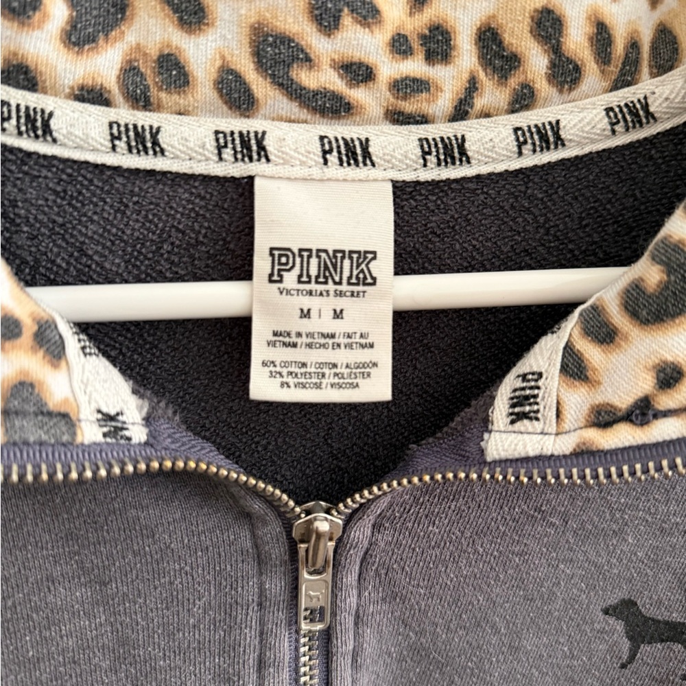 PINK Victoria's Secret Gray Sweatshirt with Leopard Print - Picture 3 of 3